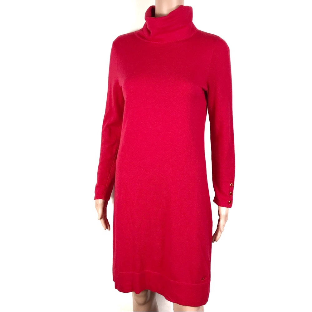 Vineyard Vines Red Cowl Neck Cashmere Blend Dress